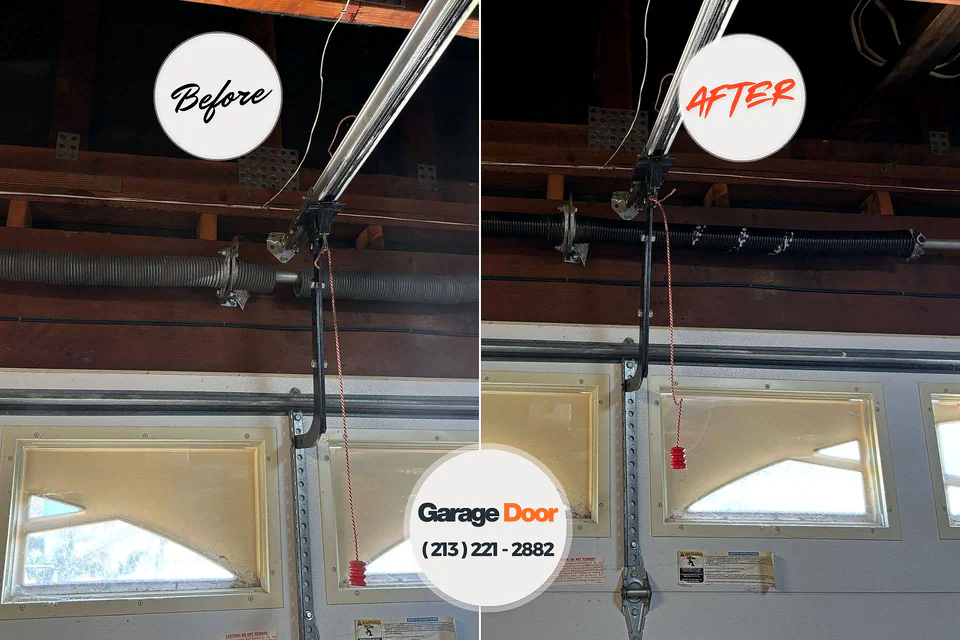 Before and after: garage door repair Walcott, IA